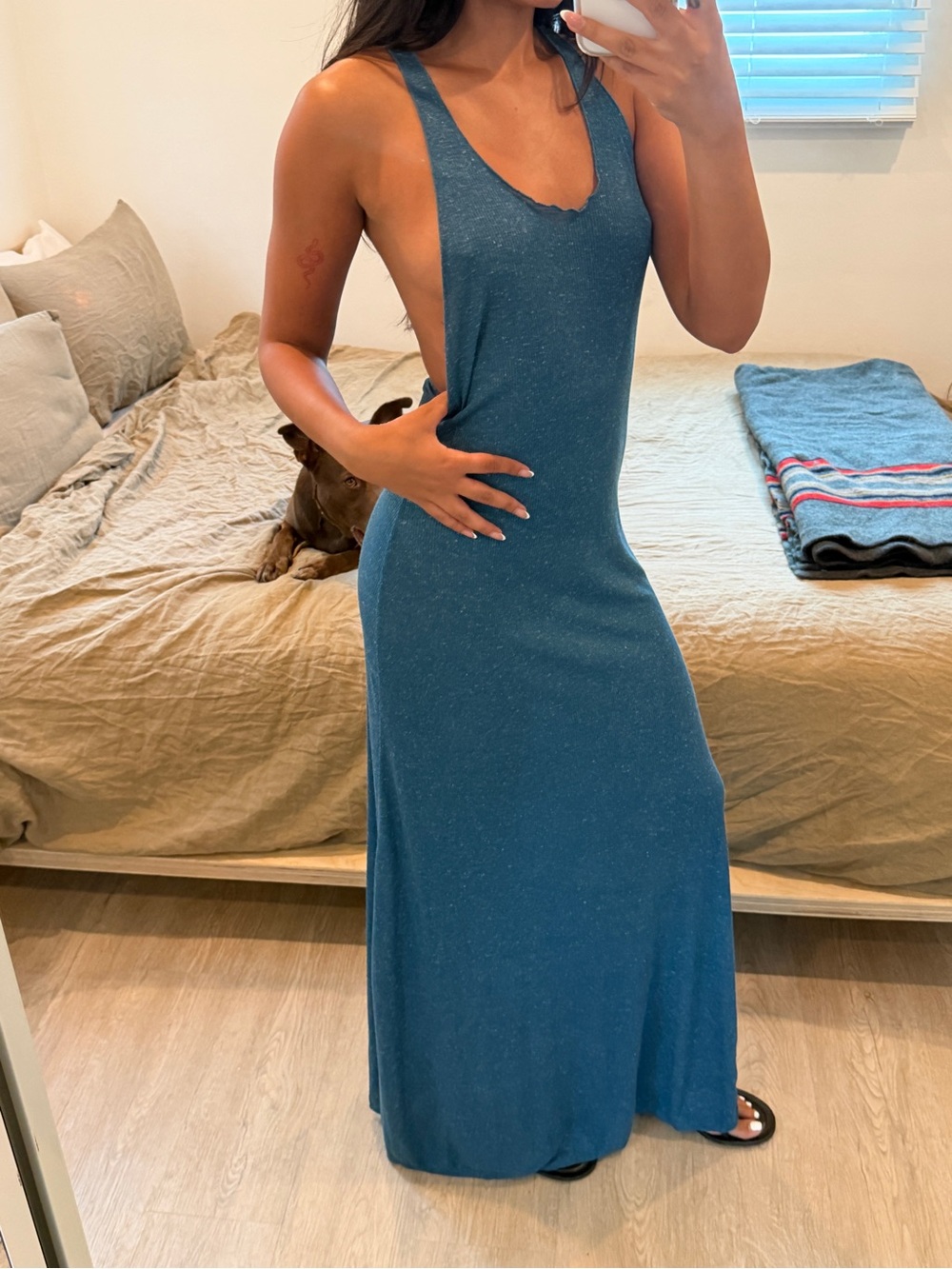 Free People Blue racer Back Ribbed Maxi